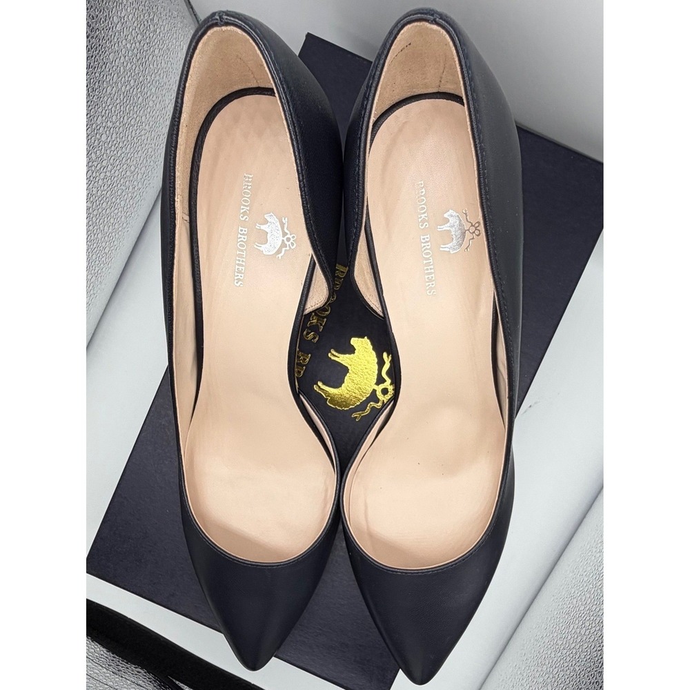 Brooks Brothers d'Orsay Pump Women's 9 Navy Leather Heel‎ Elegant Quiet Luxury